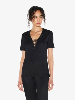 La Perla Camiseta De Pijama En Modal Con Tul Bordado Negro