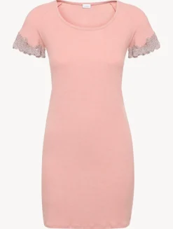 La Perla Camisón Corto Acanalado En Mezcla De Cachemir De Color Blush Clay Con Frastaglio