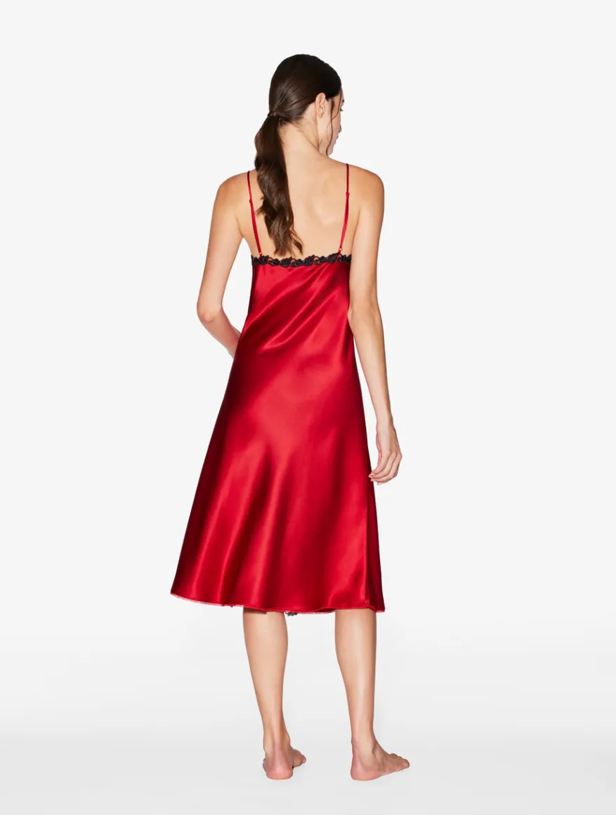 La Perla Camisón Corto De Raso De Seda Con Frastaglio