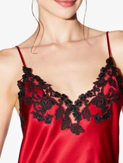 La Perla Camisón Corto De Raso De Seda Con Frastaglio