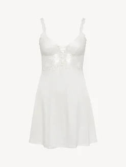 La Perla Camisón De Modal Blanquecino Con Tul Bordado