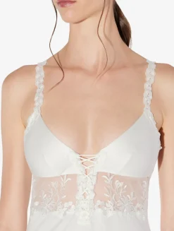 La Perla Camisón De Modal Blanquecino Con Tul Bordado