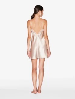 La Perla Camisón Escotado Beige Rosado Con Macramé