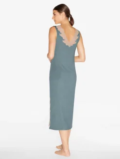 La Perla Camisón Largo Acanalado En Mezcla De Cachemir Sleepy Dream Con Frastaglio