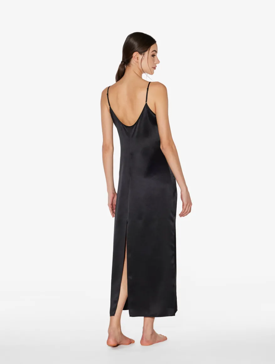 La Perla Camisón Largo De Seda Negra