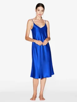 La Perla Camisón Midi De Seda En Color Eléctrico