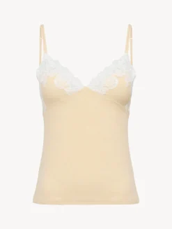 La Perla Camisola Acanalada En Mezcla De Cachemir De Color Halo Con Frastaglio