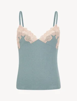 La Perla Camisola Acanalada En Mezcla De Cachemir Sleepy Dream Con Frastaglio