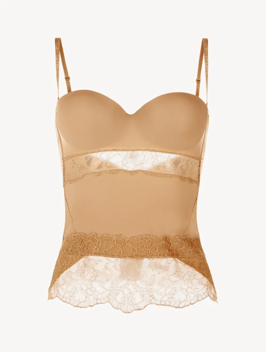 La Perla Corsé De Lycra® Con Encaje Chantilly Color Carne