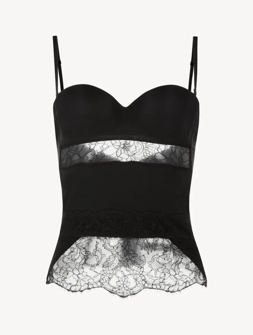 La Perla Corsé De Lycra® Con Encaje Chantilly Color Negro