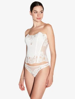 La Perla Corsé Suave Con Encaje Leavers De Algodón De Color Roto