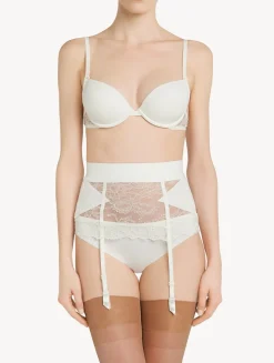 La Perla Liguero Control Fit De Lycra® Con Encaje Chantilly Color Blanco