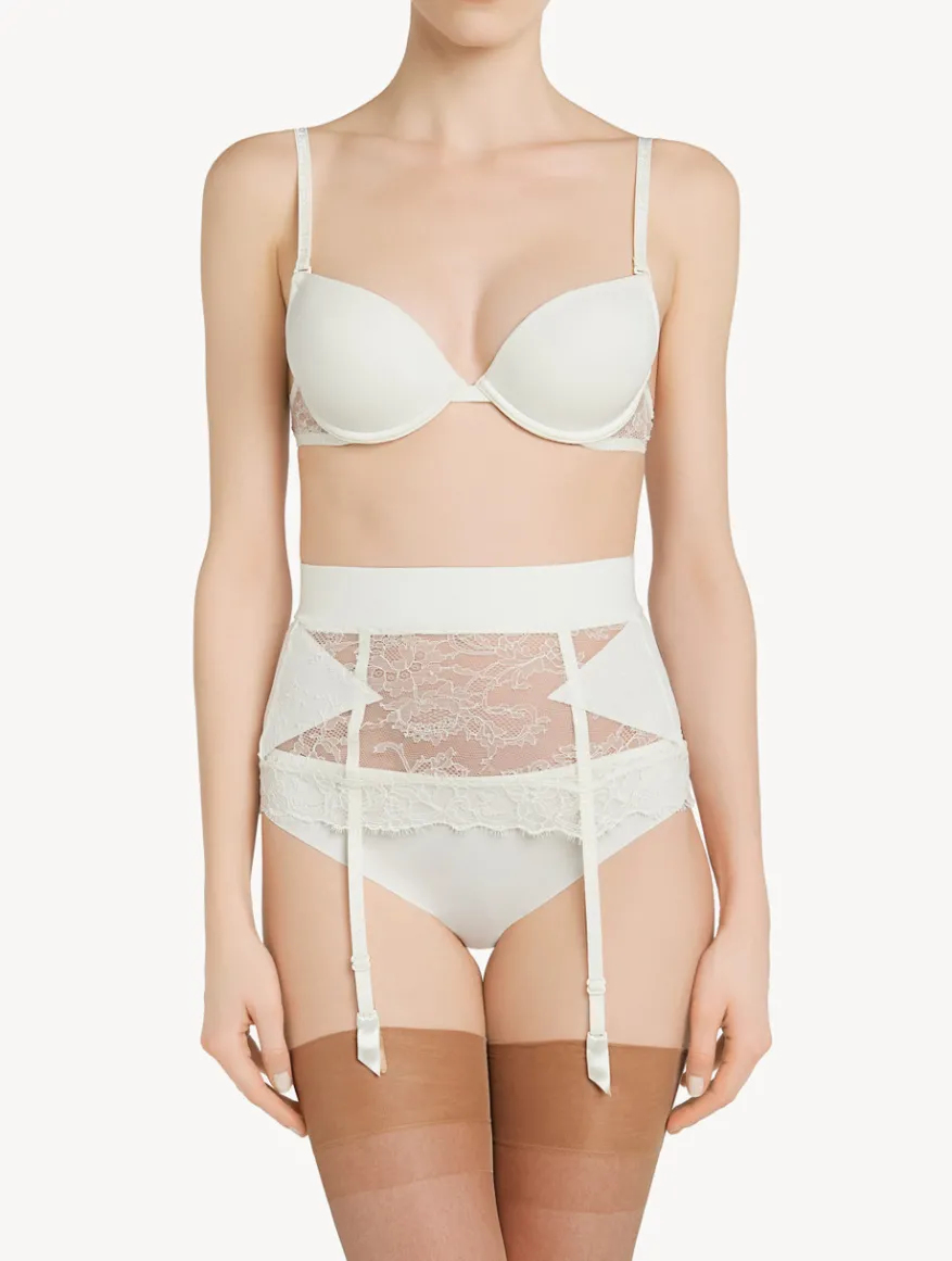 La Perla Liguero Control Fit De Lycra® Con Encaje Chantilly Color Blanco