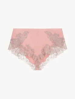 La Perla Pantalón Corto De Pijama Acanalado En Mezcla De Cachemir De Color Blush Clay Con Frastaglio