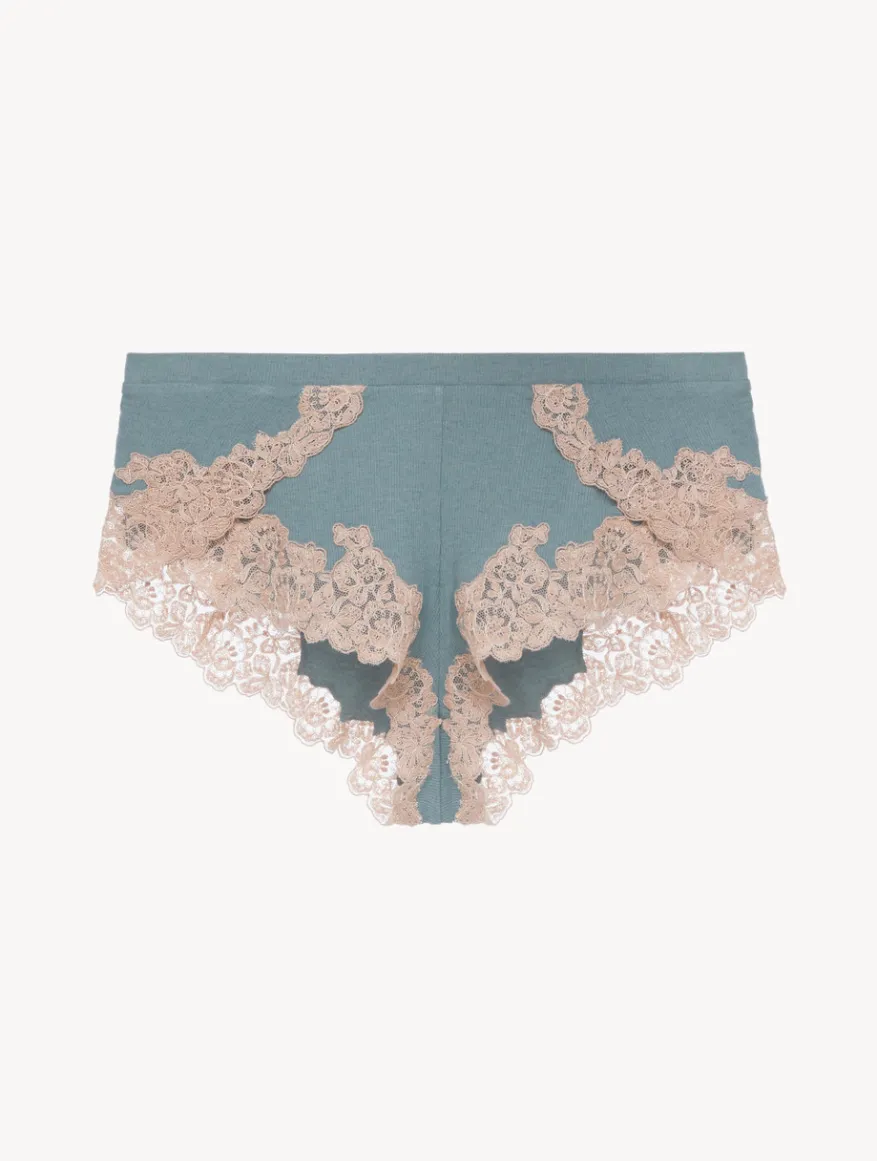 La Perla Pantalón Corto De Pijama Acanalado En Mezcla De Cachemir Sleepy Dream Con Frastaglio