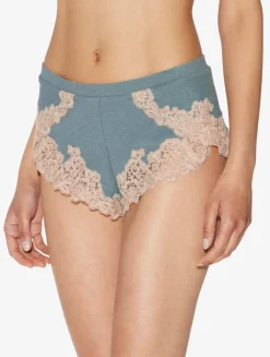 La Perla Pantalón Corto De Pijama Acanalado En Mezcla De Cachemir Sleepy Dream Con Frastaglio