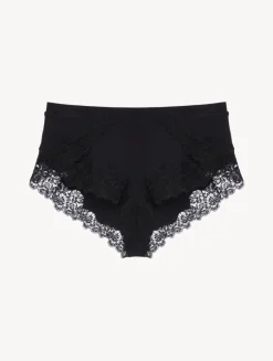 La Perla Pantalón Corto De Pijama Acanalado En Mezcla De Cachemir De Color Onyx Con Frastaglio