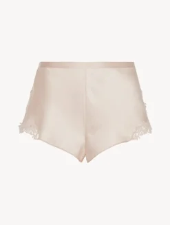 La Perla Pantalón Corto De Pijama Beige Rosado Con Macramé Frastaglio
