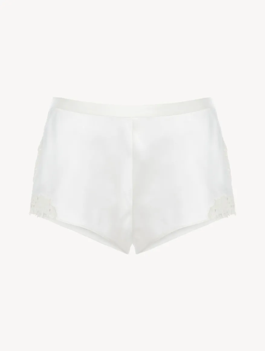 La Perla Pantalón Corto De Pijama Blanquecino Con Macramé Frastaglio