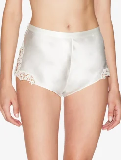 La Perla Pantalón Corto De Pijama Blanquecino Con Macramé Frastaglio