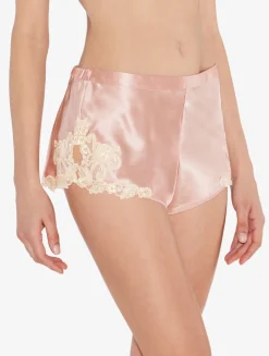 La Perla Pantalón Corto De Pijama Rosa Empolvado Con Frastaglio Color Marfil