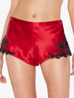 La Perla Pantalón Corto De Pijama Rojo Con Frastaglio Color Negro