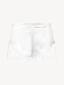 La Perla Pantalón Corto De Seda Blanquecino Con Ribetes De Encaje Leavers