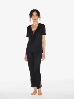 La Perla Pantalón De Pijama En Modal Con Tul Bordado Negro