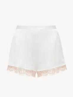 La Perla Pantalones Cortos De Seda Con Encaje Leavers De Color