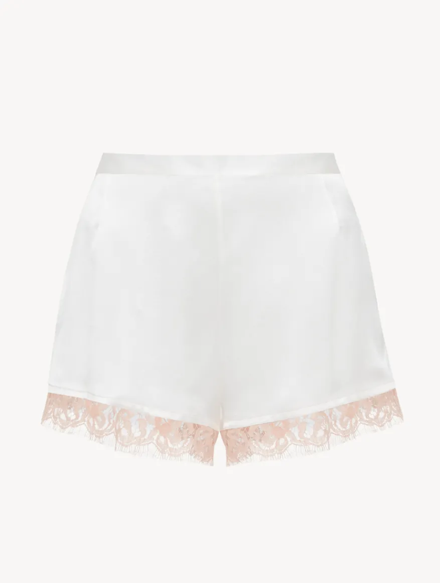 La Perla Pantalones Cortos De Seda Con Encaje Leavers De Color