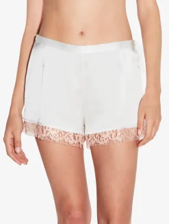 La Perla Pantalones Cortos De Seda Con Encaje Leavers De Color