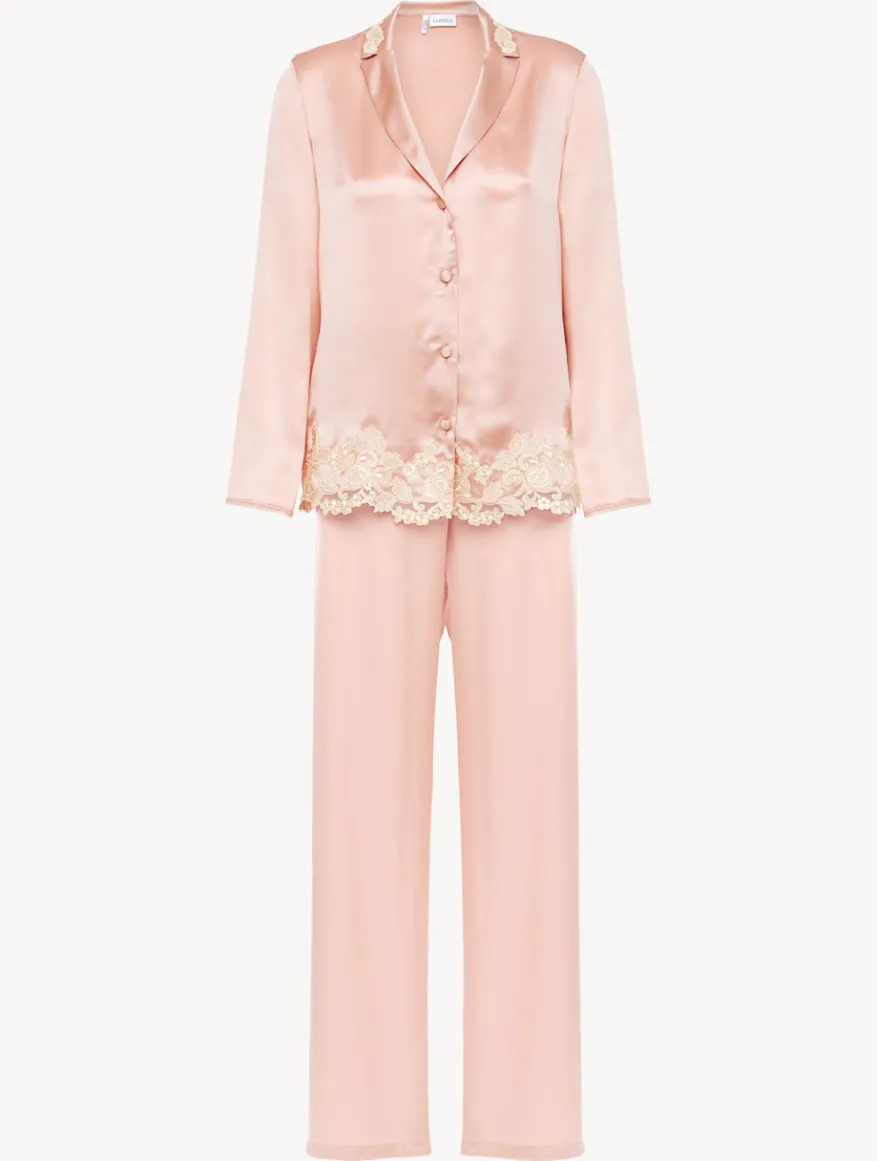 La Perla Pijama Con Frastaglio De Seda Rosa