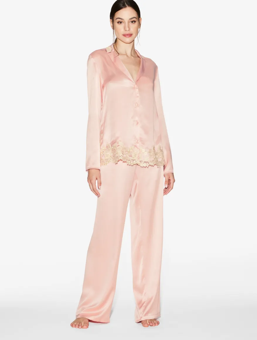 La Perla Pijama Con Frastaglio De Seda Rosa