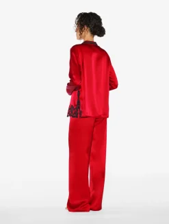 La Perla Pijama Con Frastaglio De Seda Roja