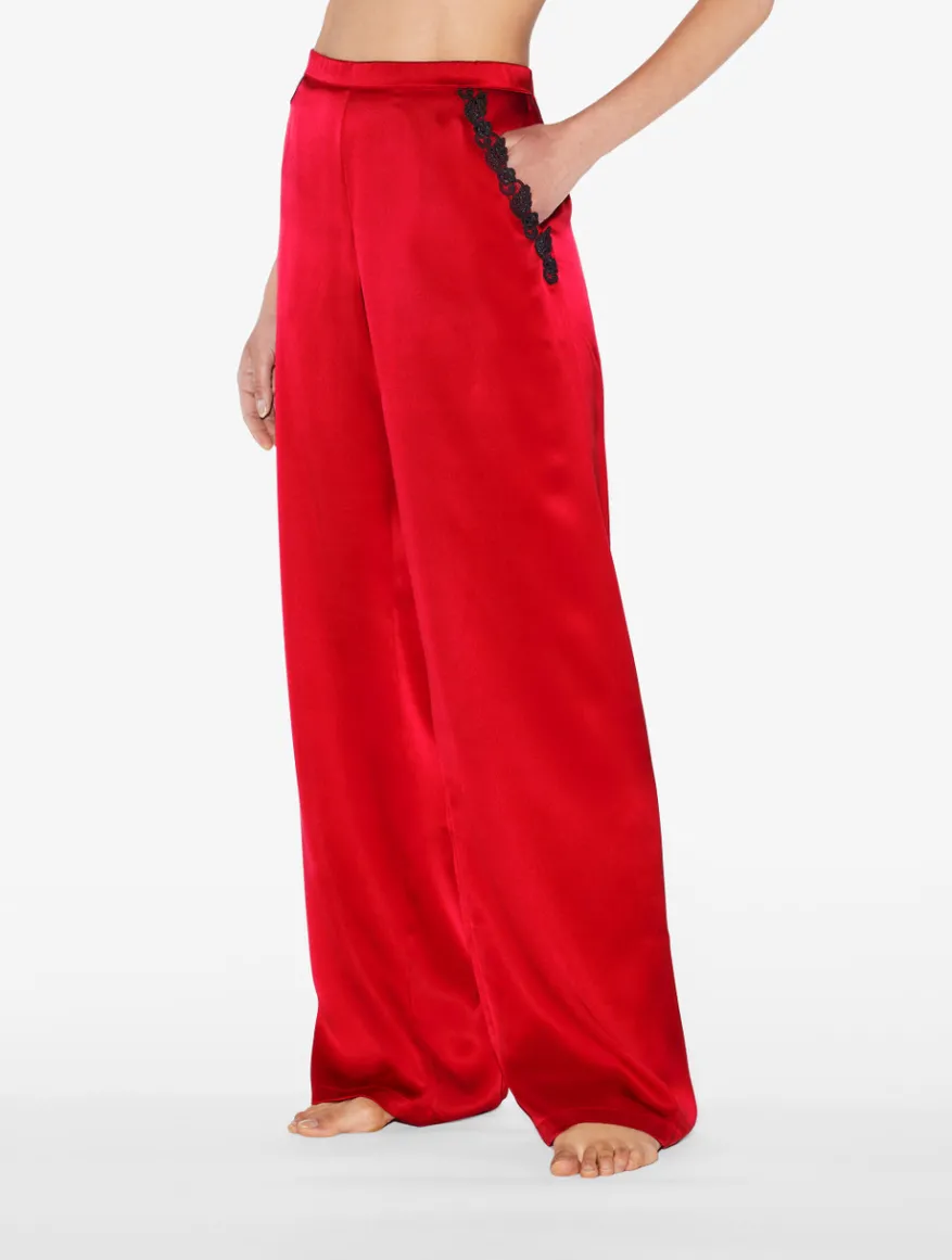 La Perla Pijama Con Frastaglio De Seda Roja