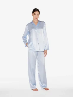 La Perla Pijama De Seda Azul Celeste