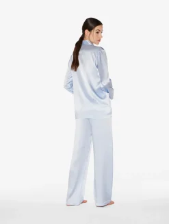 La Perla Pijama De Seda Azul Celeste