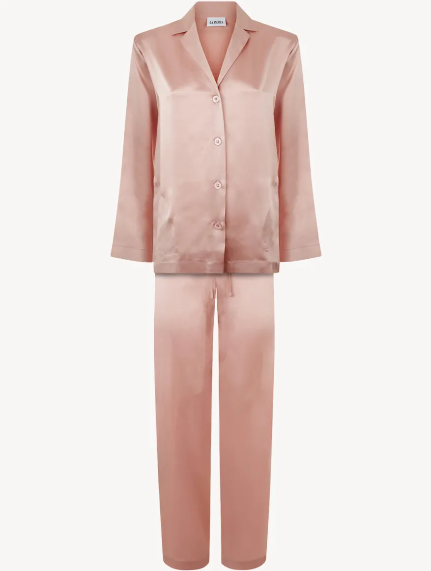La Perla Pijama De Seda Rosa Empolvado