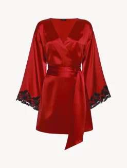 La Perla Silk Satin Short Robe With Frastaglio