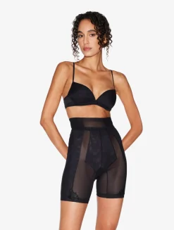 La Perla Shorts Estilo Ciclista De Tul Elástico Negro