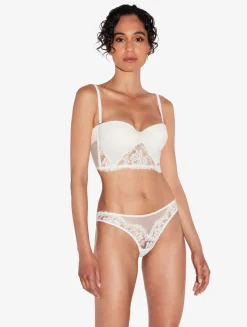 La Perla Sujetador Bandeau Con Encaje Leavers De Algodón De Color Roto