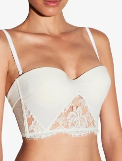 La Perla Sujetador Bandeau Con Encaje Leavers De Algodón De Color Roto