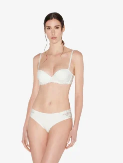 La Perla Sujetador Bandeau De Lycra Con Tul Bordado Blanquecino