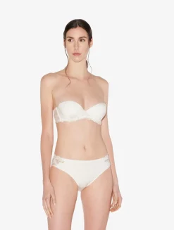 La Perla Sujetador Bandeau De Lycra Con Tul Bordado Blanquecino