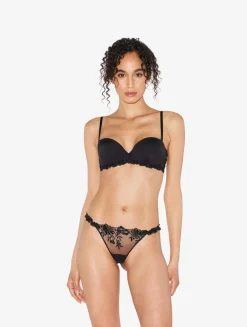 La Perla Sujetador Bandeau De Lycra Con Tul Bordado Negro
