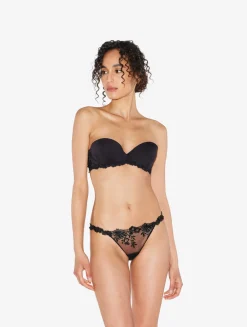 La Perla Sujetador Bandeau De Lycra Con Tul Bordado Negro