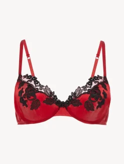 La Perla Sujetador Con Aros De Seda Rojo Con Frastaglio
