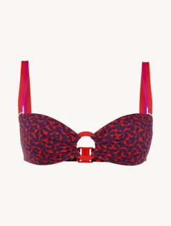 La Perla Sujetador De Bikini Bandeau De Color Rojo Y Azul