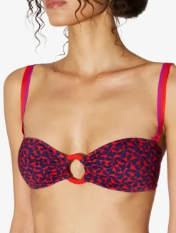 La Perla Sujetador De Bikini Bandeau De Color Rojo Y Azul