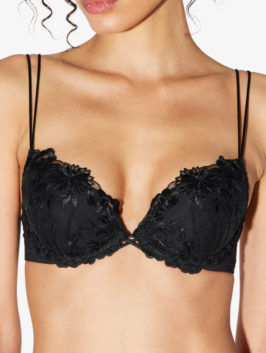 La Perla Sujetador Push-up De Lycra Con Tul Bordado Negro